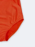 مایو زنانه فانتزی بصورت یقه رومی چین دار اسپیدو ( Speedo ) نارنجی رنگ با کاپ - Image 7