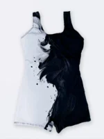 مایو زنانه پادار برای استخر شیک مشکی و طوسی اسپیدو ( Speedo ) نیمه پوشیده و کاپدار - Image 2