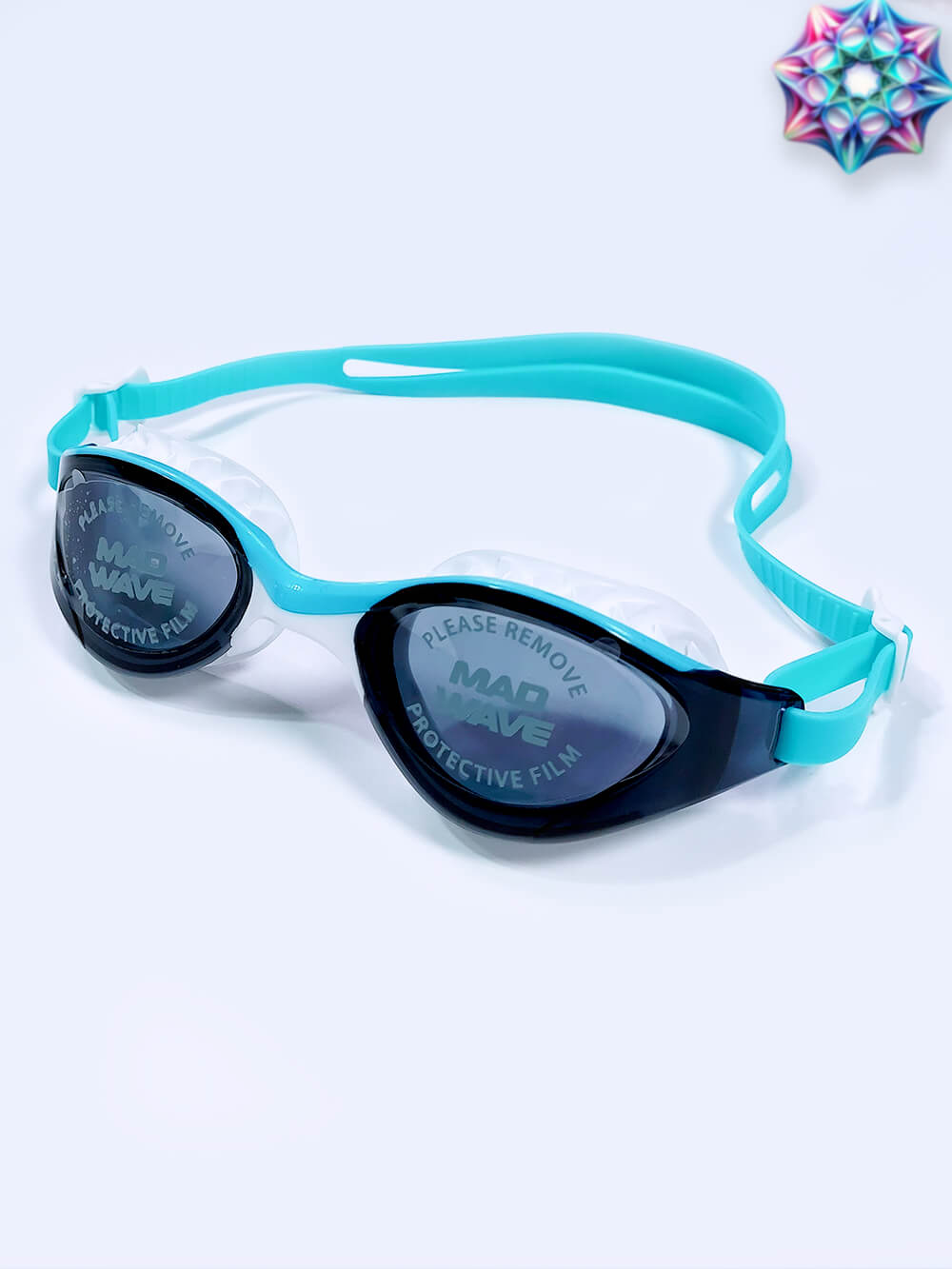 gog1627939-1 عینک استخر زنانه و مردانه مدویو ( madwave ) حرفه ای مدل Hydro flex با بند فیروزه ای