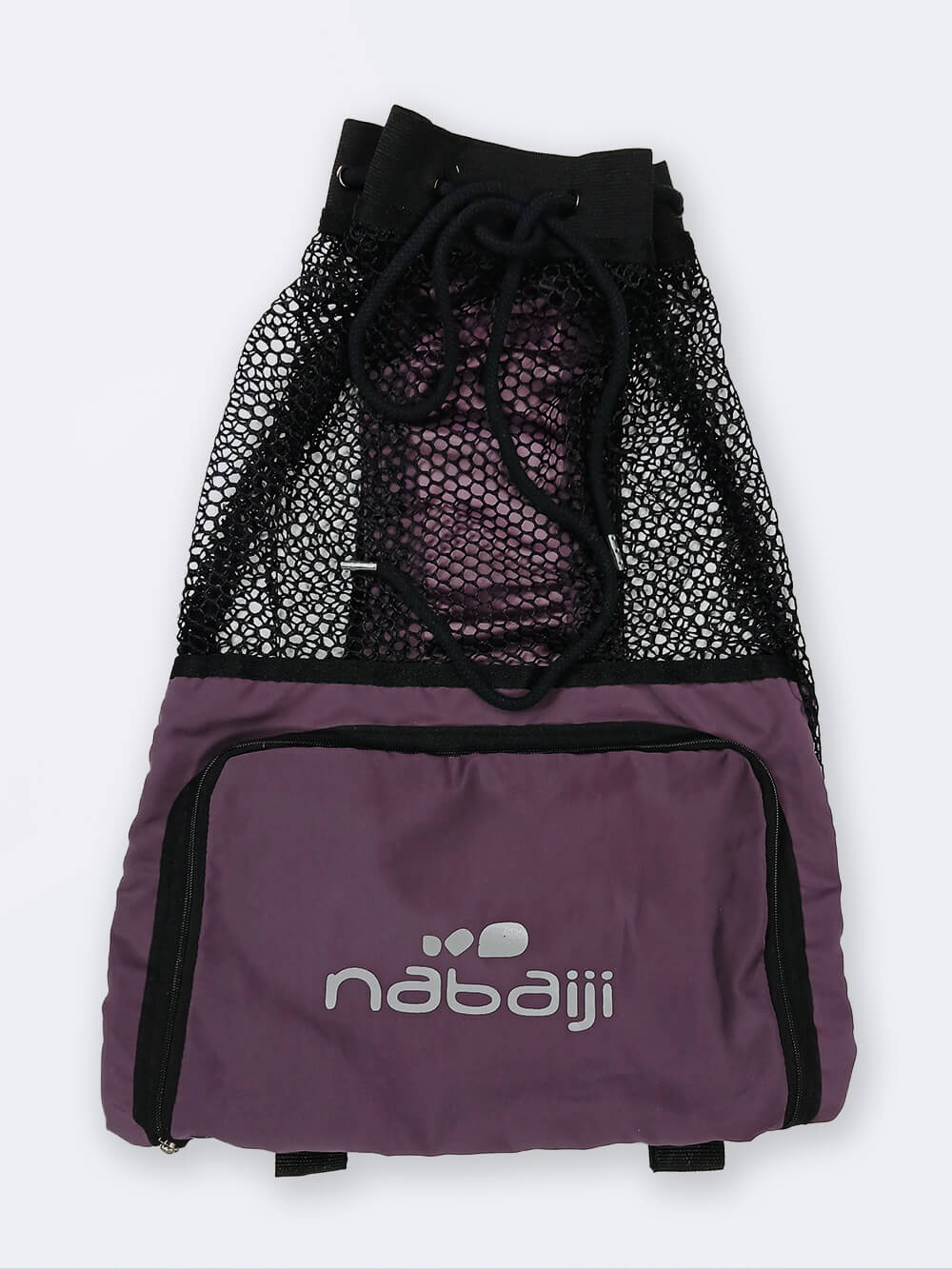 bag2536017-1 مش بگ ( mesh bag ) به رنگ خاص بادمجانی بصورت جیبدار زیپی برای خشک شدن سریع وسایل استخر ، ساحل و دریا نابایجی ( Nabaiji )