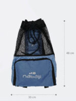 مش بگ ( mesh bag ) آبی رنگ با جیب زیپ دار و توری مناسب برای لوازم استخر ، ساحل و دریا برای خشک شدن سریع وسایل شنا برند نابایجی ( Nabaiji ) { غیر اورجینال }