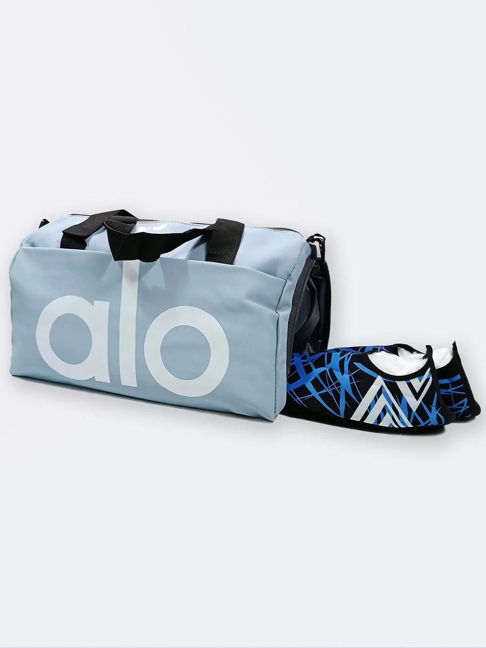 bag8673372-1 ساک استخر و باشگاه شیک زنانه و مردانه به رنگ آبی آسمانی با جیب جداگانه کفش شنا