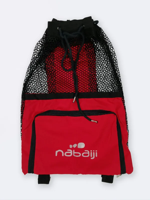 مش بگ ( mesh bag ) قرمز رنگ مناسب برای وسایل استخر ، ساحل و دریا برای خشک شدن سریع لوازم شنا نابایجی ( Nabaiji )