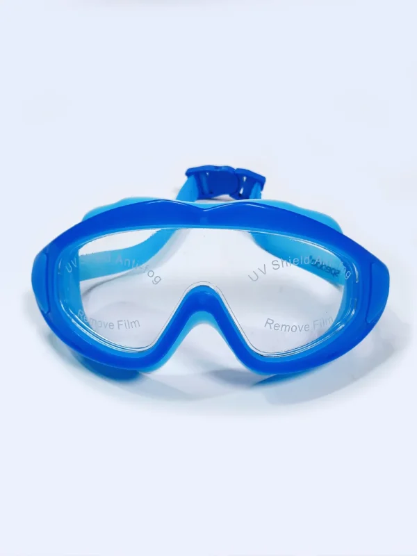 عینک استخر فریم بزرگ آبی رنگ زنانه و مردانه اسپیدو ( Speedo ) همراه با قیمت عینک استخر مناسب برای مسابقه شنا اعلا با کیفیت ضد بخار با بند سگگ دار قابل تنظیم