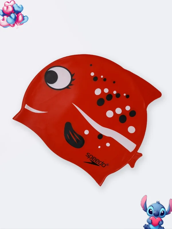 کلاه استخر بچه گانه سیلیکونی ضد کلر برای استخر طرح ماهی بالدار مارک اسپیدو ( Speedo ) به رنگ قرمز