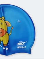 کلاه شنا بچگانه اورجینال وال ( Whale ) آبی رنگ با طرح گاو از جنس سیلیکونی نرم - Image 3