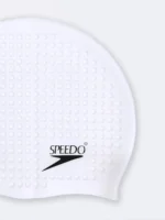 کلاه شنا سفید رنگ  زنانه و مردانه سیلیکونی طرح توپی مارک اسپیدو ( Speedo ) - Image 3