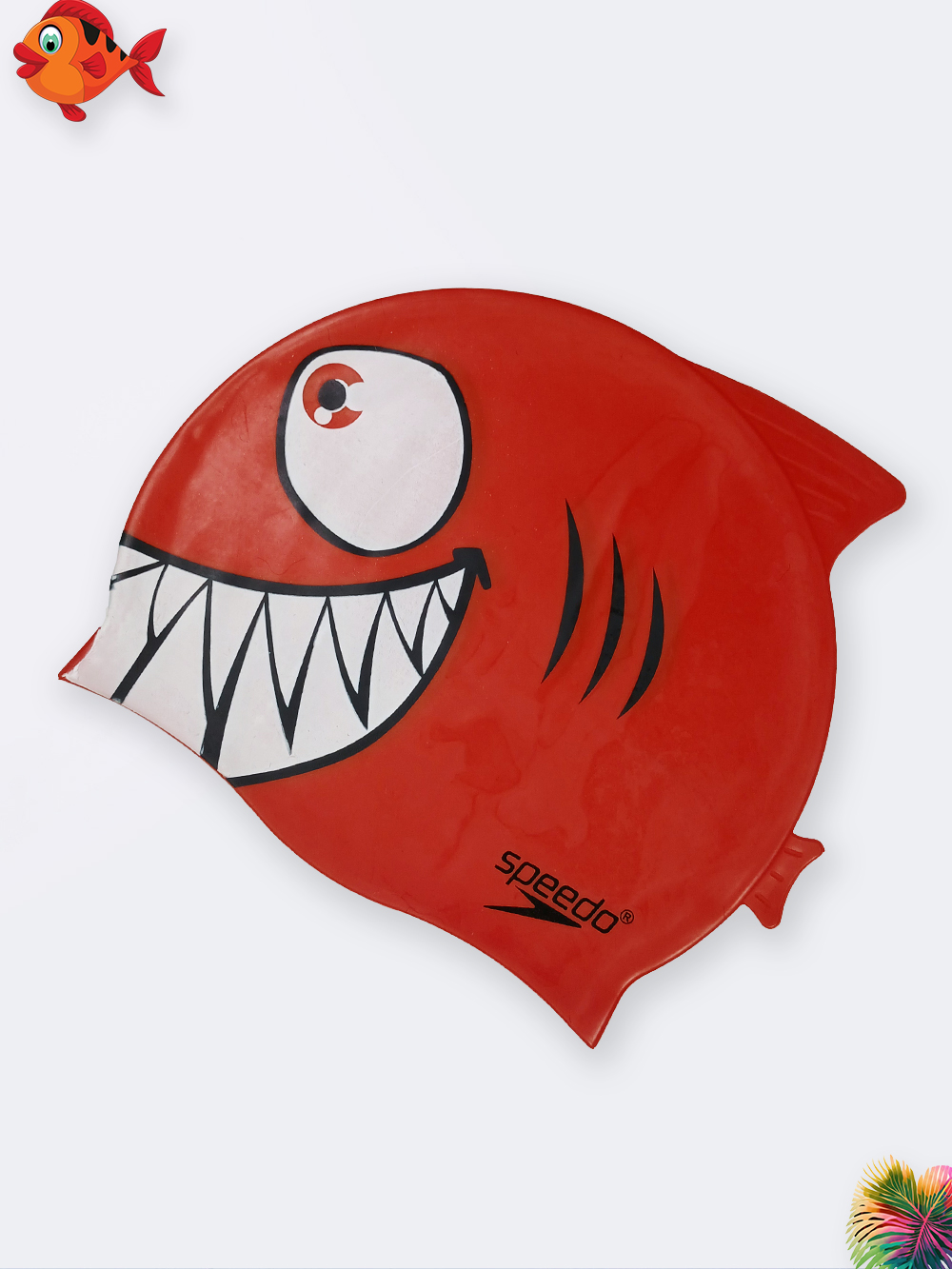 cap4268455-1 کلاه شنا بچگانه سیلیکونی ضد کلر قرمز برای استخر طرح کوسه بالدار اسپیدو ( Speedo )
