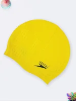 کلاه استخری زنانه سیلیکونی ضد کلر مارک اسپیدو ( Speedo ) طرح توپی زرد رنگ