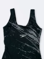 مایو زنانه بصورت پادار مشکی با خطوط خاکستری برند اسپیدو ( Speedo ) کاپدار - Image 4