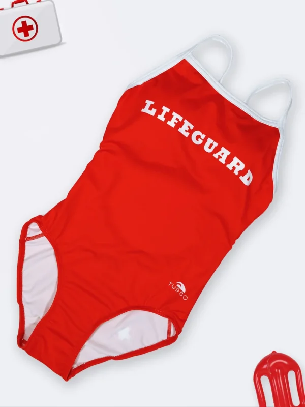 مایو غریق نجات زنانه ( lifeguard ) اسلیپ پشت قهرمانی کاپدار برای استخر لایف ( Life ) قرمز
