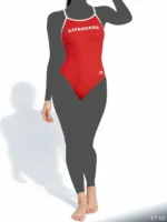 مایو غریق نجات اسلیپ زنانه ( lifeguard ) پشت قهرمانی کاپدار برای استخر به رنگ قرمز برند لایف ( Life ) استرچ اعلا ضد کلر و ضد کلر برای تمرین و مسابقات شنا