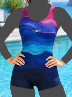 مایو شنا شیک جذاب زنانه پادار نیمه پوشیده با طرح موج و رنگبندی جذاب برند اسپیدو ( Speedo ) با کاپ متحرک با پارچه استرچ ضد کلر